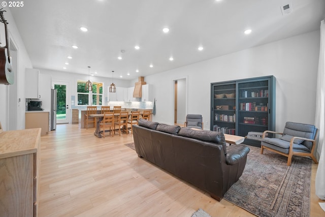 305 Fir Rd, Ariel, WA 98603 - living room featuring light wood finished floors and recessed lighting