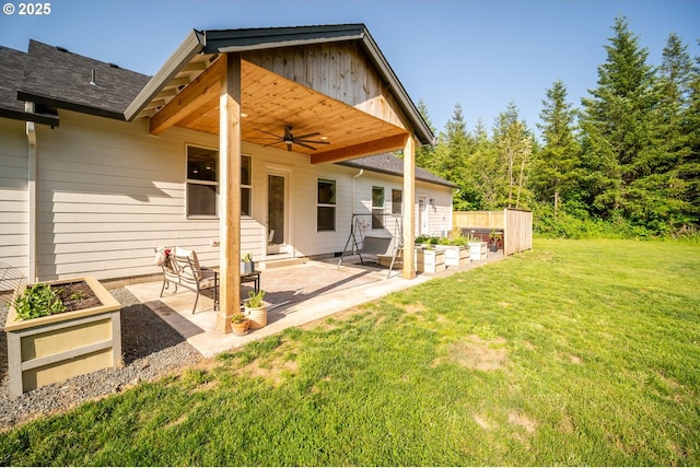 305 Fir Rd, Ariel, WA 98603 - back of house featuring a patio area, ceiling fan, and a yard
