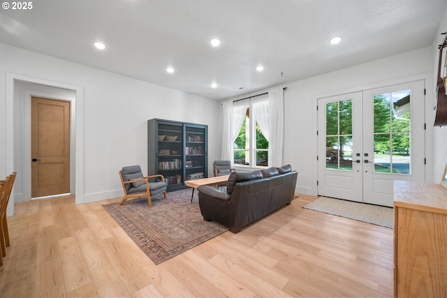 305 Fir Rd, Ariel, WA 98603 - living area with light wood-style floors, french doors, recessed lighting, and baseboards