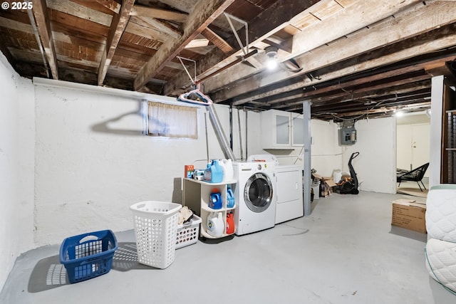 basement with separate washer and dryer