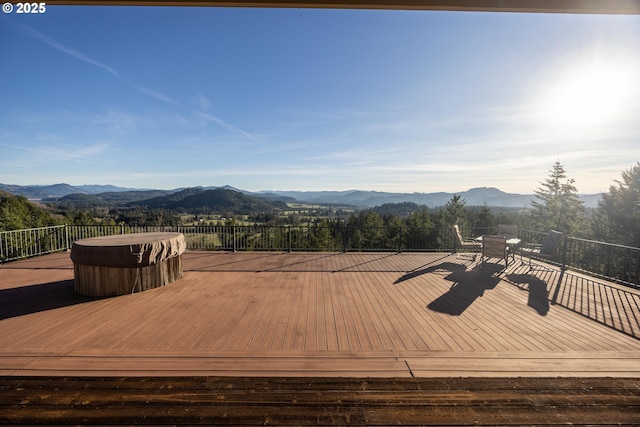 deck featuring a mountain view