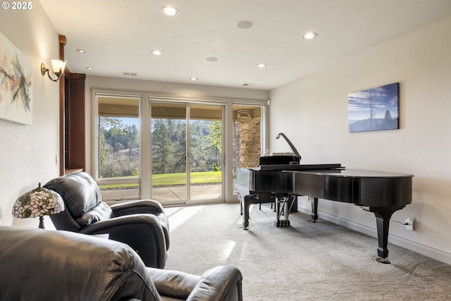 sitting room with light carpet