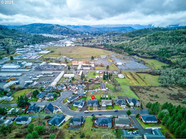 bird's eye view featuring a mountain view