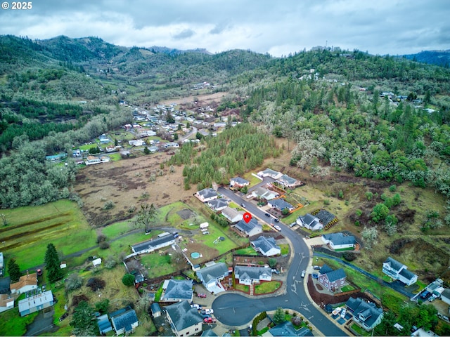 bird's eye view with a mountain view