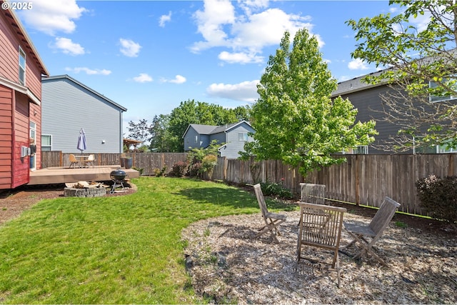 view of yard with a deck