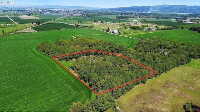 birds eye view of property with a rural view