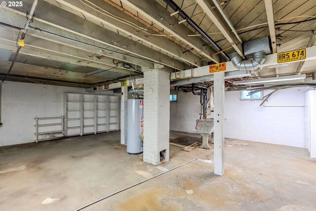 below grade area with water heater