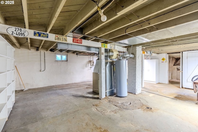 below grade area featuring gas water heater