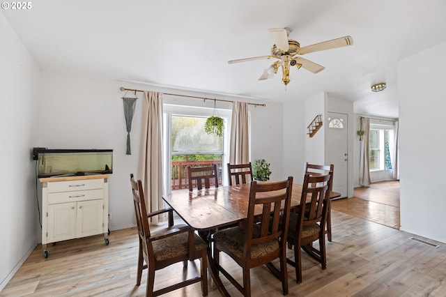 33385 Craig Loop, Cottage Grove, OR 97424 - dining space featuring healthy amount of natural light, light wood-style flooring, and a ceiling fan