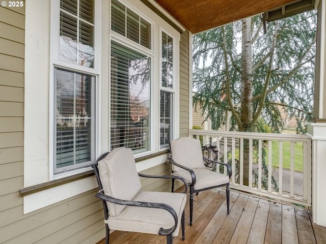 deck featuring covered porch