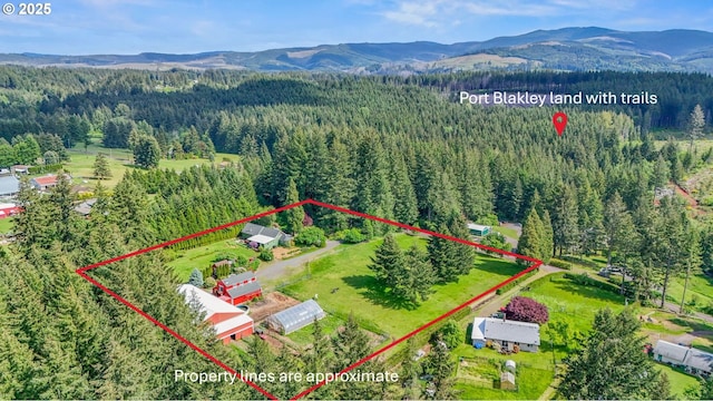 26011 S Morgan Rd, Estacada, OR 97023 - view of property location featuring a forest, mountains, and property parcel outlined