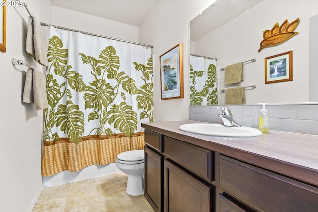 5739 Donohoe Ave, Eugene, OR 97402 - full bathroom featuring decorative backsplash and vanity
