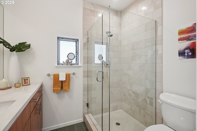 14569 NW Larson Rd Unit 13, Portland, OR 97231 - full bath featuring vanity, a shower stall, and tile patterned flooring