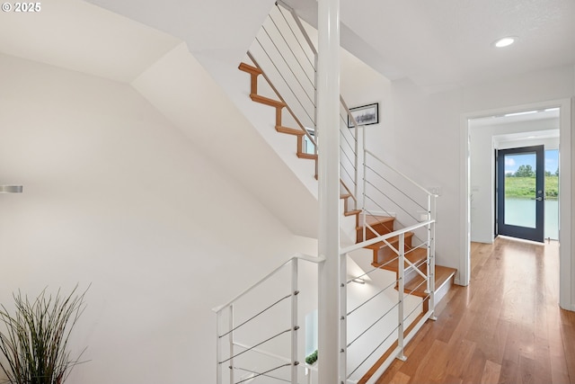 14569 NW Larson Rd Unit 13, Portland, OR 97231 - stairway with wood finished floors and recessed lighting