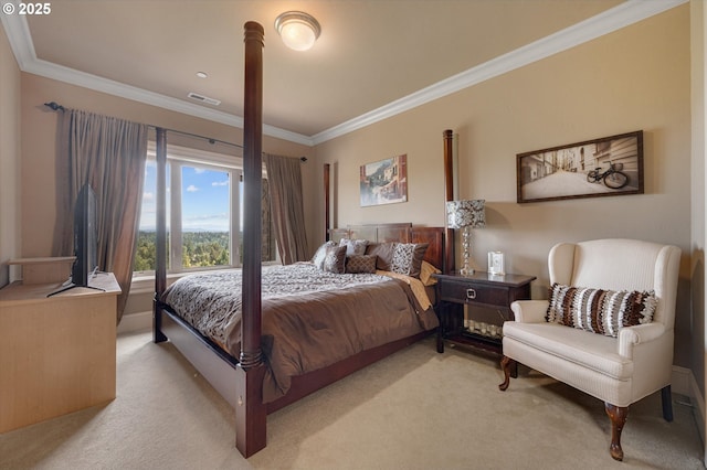 2650 Lorinda Ln, West Linn, OR 97068 - bedroom featuring light colored carpet, crown molding, and baseboards