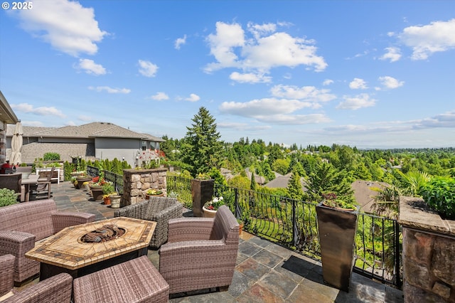 2650 Lorinda Ln, West Linn, OR 97068 - view of patio featuring an outdoor living space with a fire pit