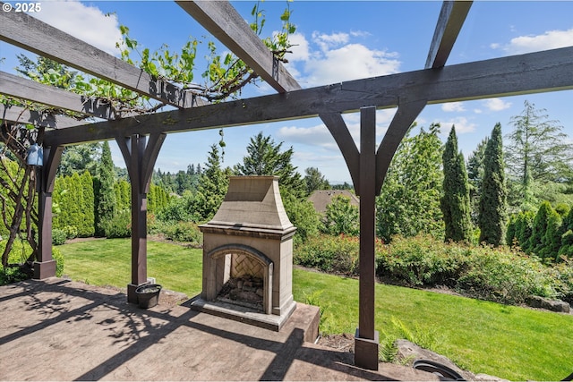 2650 Lorinda Ln, West Linn, OR 97068 - view of patio featuring an outdoor fireplace and a pergola