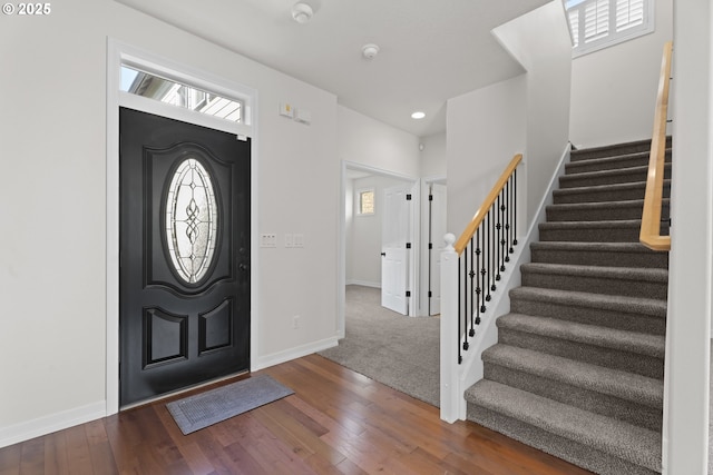 3504 NE Garfield St, Camas, WA 98607 - entrance foyer with stairs, hardwood / wood-style floors, and recessed lighting