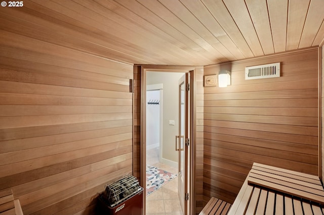 915 NE 36th Ave, Camas, WA 98607 - sauna with wooden walls, tile patterned floors, and wood ceiling
