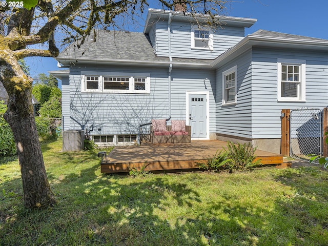 3310 NE 70th Ave, Portland, OR 97213 - rear view of property with a wooden deck and roof with shingles