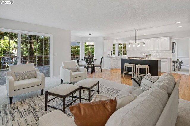 living room featuring light wood-type flooring