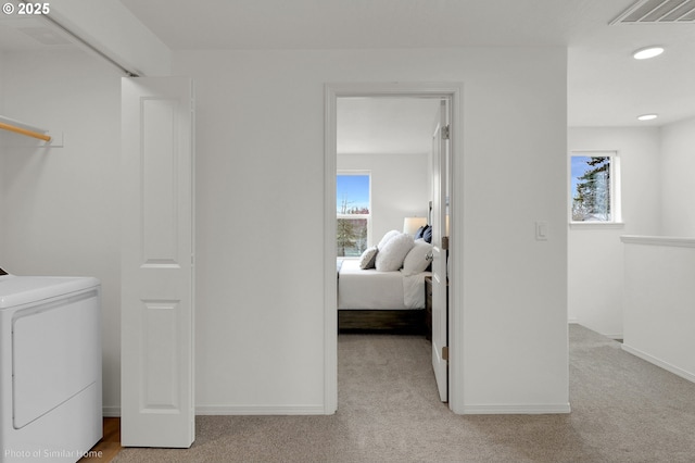 1033 Sommerville Loop, Harrisburg, OR 97446 - washroom with carpet floors, healthy amount of natural light, recessed lighting, and baseboards