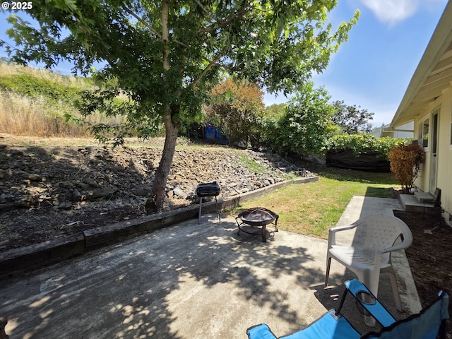 4545 Ridenour St, Roseburg, OR 97470 - view of patio featuring a fire pit and area for grilling