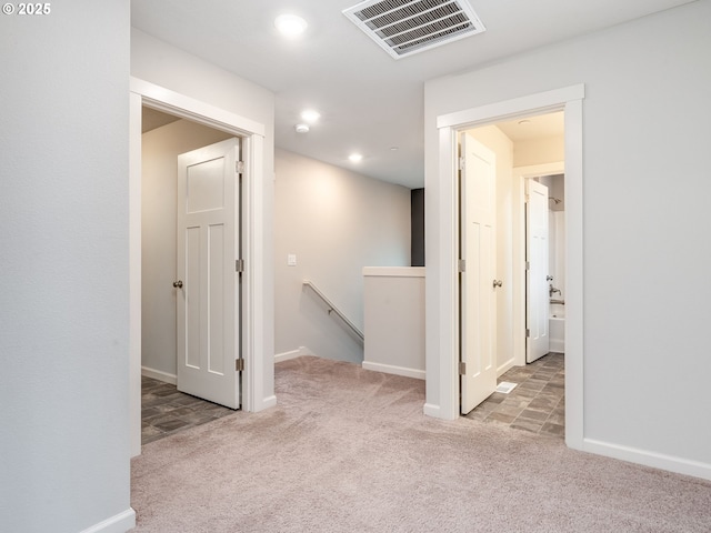 6820 N 89th Loop, Camas, WA 98607 - hallway with an upstairs landing, carpet, and recessed lighting