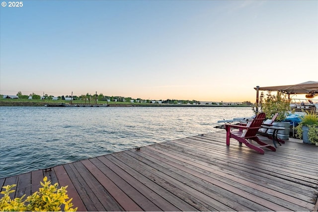 view of dock featuring a water view