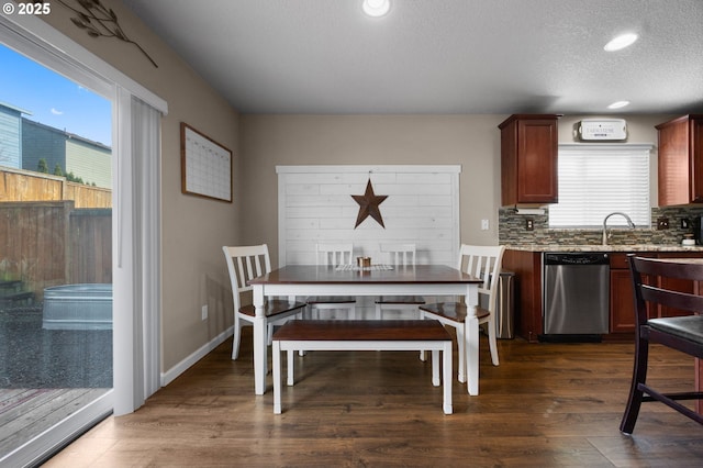 15574 Bachelor Ave, Sandy, OR 97055 - dining area featuring dark wood-type flooring, recessed lighting, and a textured ceiling