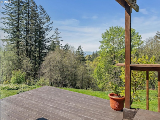 6229 NW Skyline Blvd, Portland, OR 97229 - wooden deck featuring a view of trees
