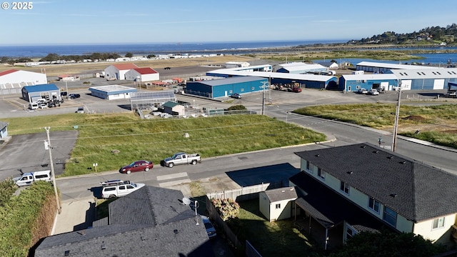 aerial view of a nearby body of water
