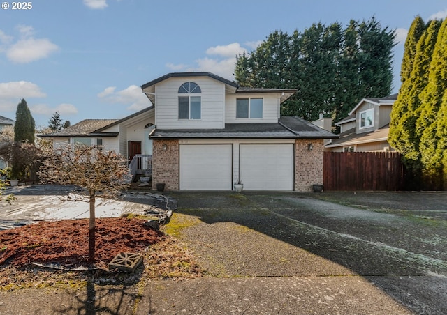 view of front property with a garage