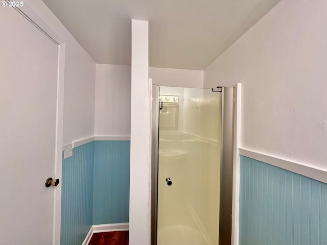 337 Spruce Dr, Brookings, OR 97415 - bathroom with wainscoting and a shower stall
