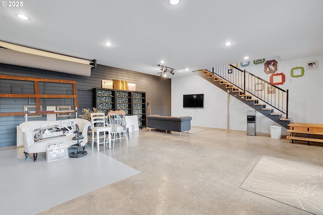 11712 Finnegans Way, Oregon City, OR 97045 - interior space with recessed lighting and wood walls