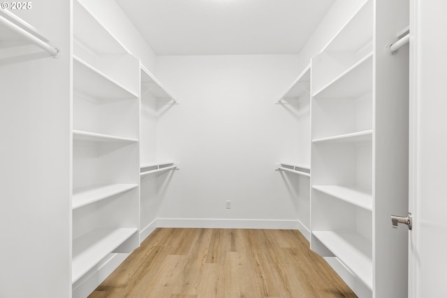 walk in closet with hardwood / wood-style floors