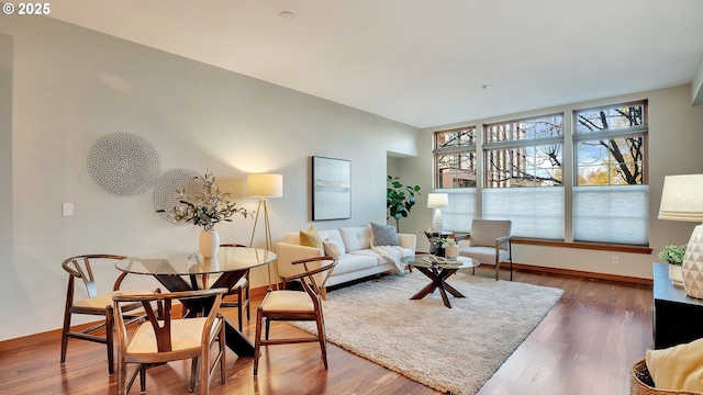 living room with hardwood / wood-style flooring