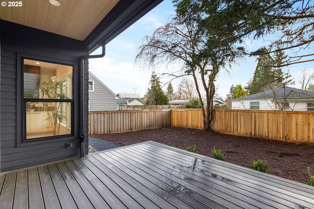 deck featuring a fenced backyard