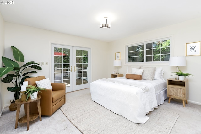 17243 Fernwood Dr, Lake Oswego, OR 97034 - bedroom featuring french doors, access to exterior, carpet, and baseboards
