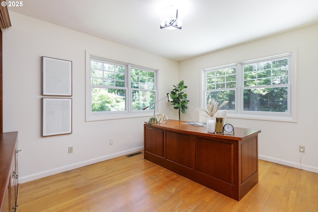 17243 Fernwood Dr, Lake Oswego, OR 97034 - office area featuring plenty of natural light, baseboards, and light wood finished floors