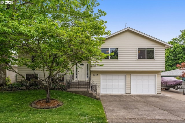 1415 SE 52nd Ave, Hillsboro, OR 97123 - view of front facade featuring a garage, concrete driveway, and a front lawn