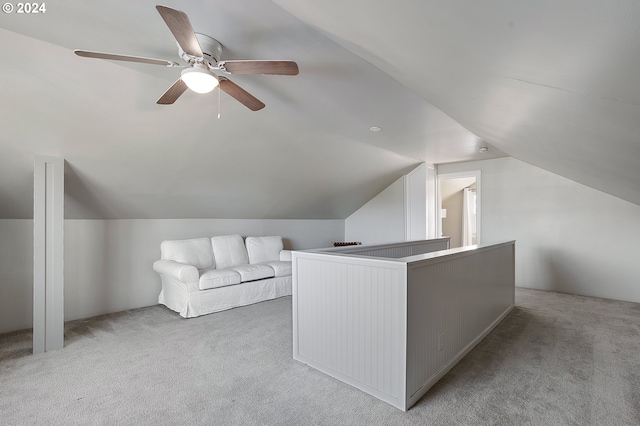 7516 N Brandon Ave, Portland, OR 97217 - additional living space with carpet, lofted ceiling, and a ceiling fan