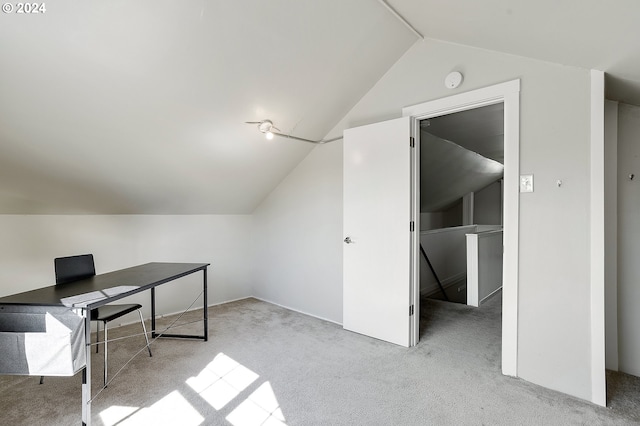 7516 N Brandon Ave, Portland, OR 97217 - unfurnished office with lofted ceiling and carpet