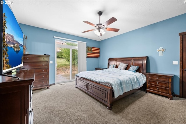 445 Hatfield Dr, Roseburg, OR 97470 - carpeted bedroom with access to outside and a ceiling fan