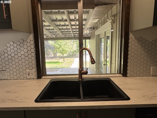 404 NE High St, Goldendale, WA 98620 - kitchen view of a sink and light stone countertops