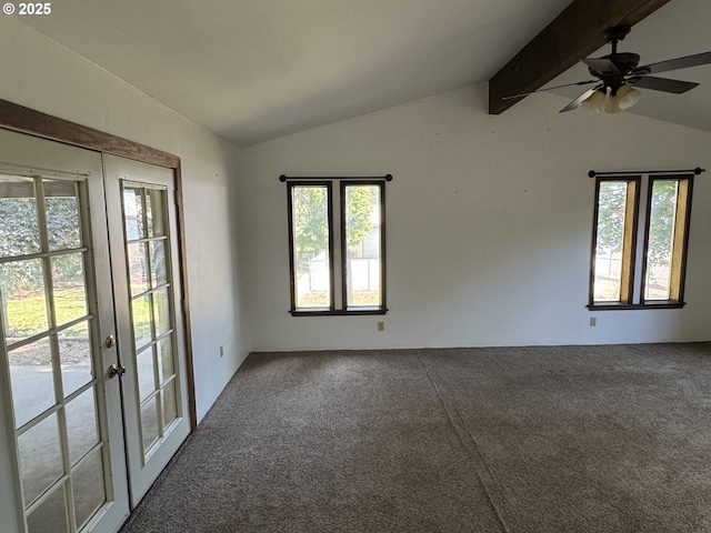 404 NE High St, Goldendale, WA 98620 - spare room featuring dark colored carpet, ceiling fan, and french doors