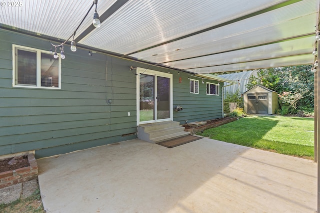 16880 Tracy Ave, Lake Oswego, OR 97035 - view of patio / terrace featuring entry steps and a storage unit