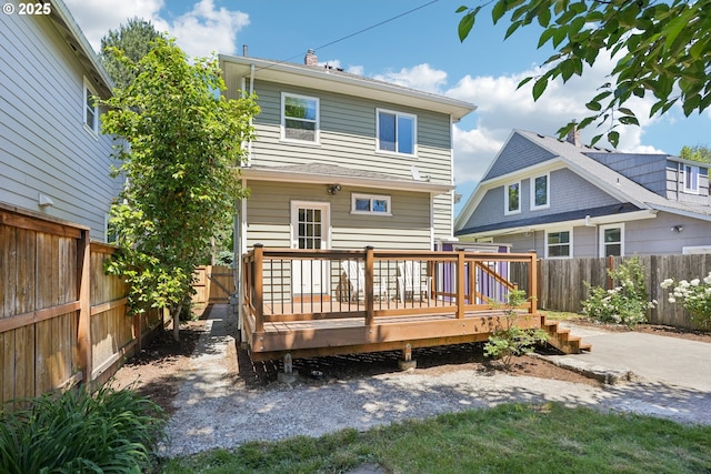 5018 N Vanderbilt St, Portland, OR 97203 - back of house featuring a fenced backyard and a wooden deck