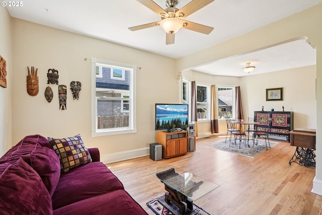 5018 N Vanderbilt St, Portland, OR 97203 - living area featuring wood finished floors and a ceiling fan