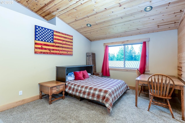 124323 Teatable Ct, Crescent Lake, OR 97733 - bedroom featuring lofted ceiling, carpet, and wood ceiling